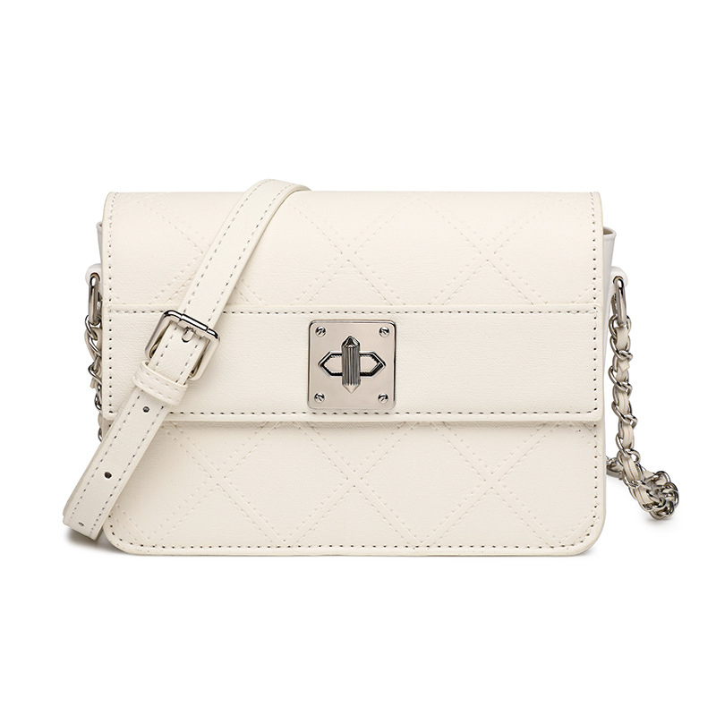 Ženska denim crossbody torba, mala kvadratna, šivani dijamantni uzorak s kaišem od lanca