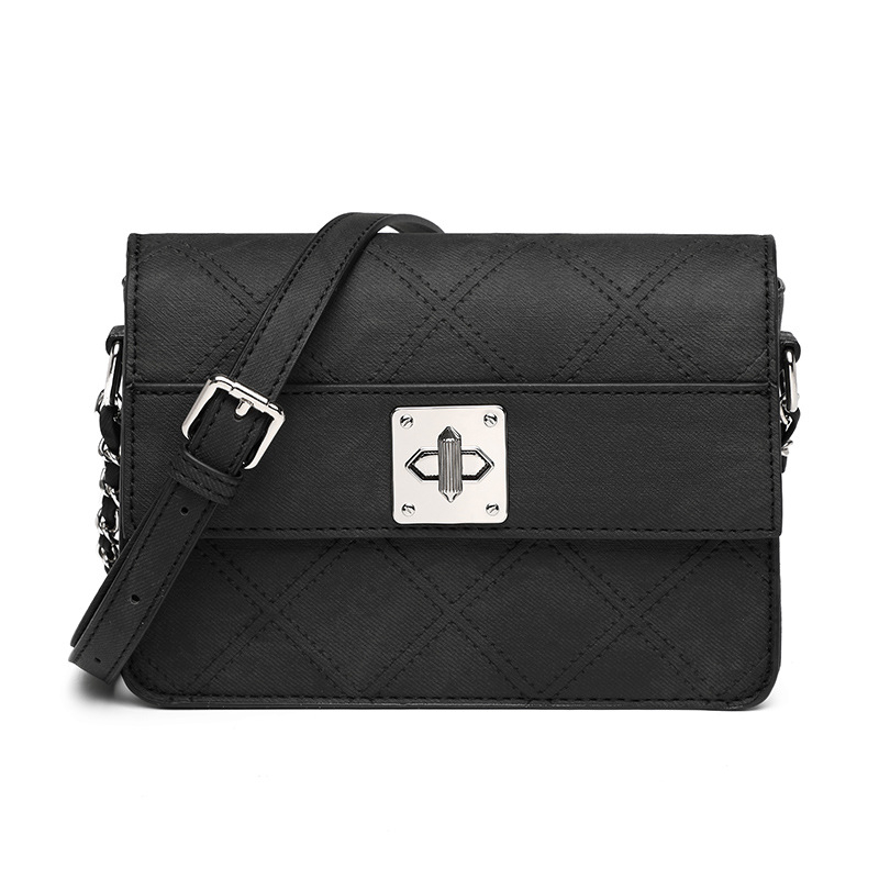 Ženska denim crossbody torba, mala kvadratna, šivani dijamantni uzorak s kaišem od lanca