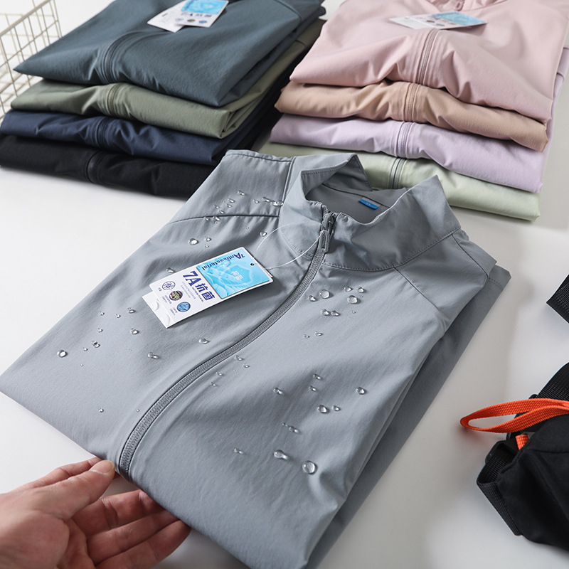 Lagana, prozračna outdoor jakna za planine za ljeto, s visokim ovratnikom, zipom i džepovima, unisex, ice-silk materijal