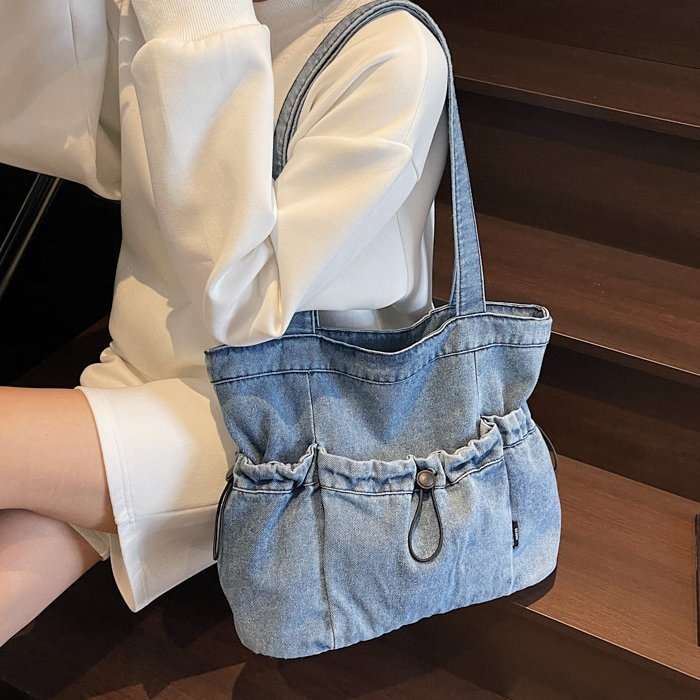 2025 Nova slatka retro denim torba za rame, velika kapaciteta, tote stil