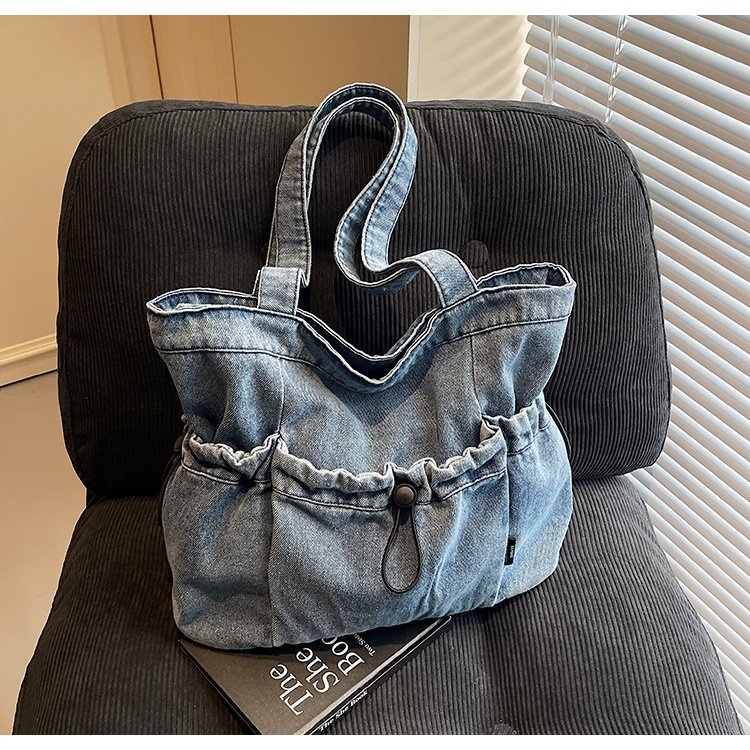 2025 Nova slatka retro denim torba za rame, velika kapaciteta, tote stil