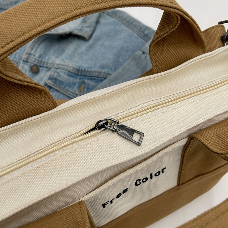 Platnena ženska torba s kontrastnim bojama, crossbody torba za ramena, prostrana svakodnevna torba, korejski stil
