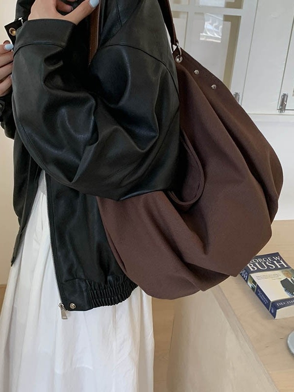 Retro opuštenog stila torbica ispod pazuha za svakodnevnu upotrebu — dumpling oblik, crossbody, jesen 2025