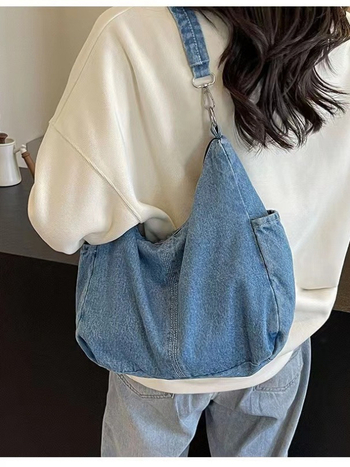 Denim crossbody torba, vintage stil, velika kapaciteta, svakodnevna ženska torba.