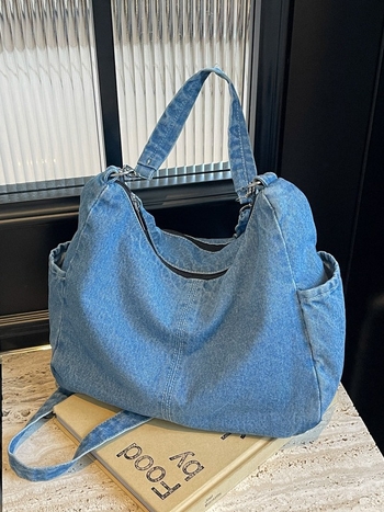 Denim crossbody torba, vintage stil, velika kapaciteta, svakodnevna ženska torba.