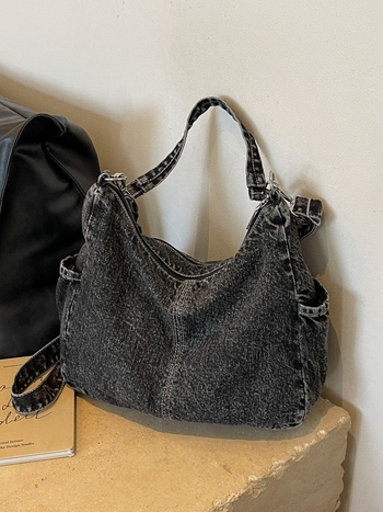 Denim crossbody torba, vintage stil, velika kapaciteta, svakodnevna ženska torba.