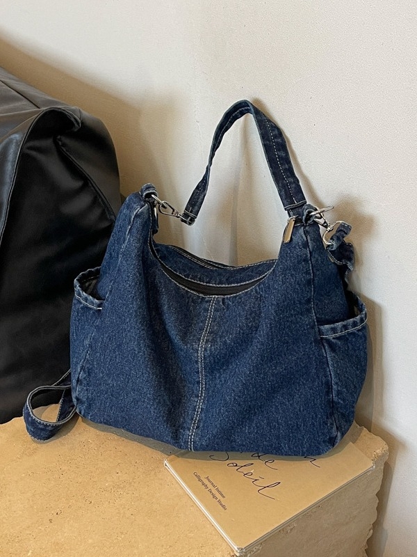 Denim crossbody torba, vintage stil, velika kapaciteta, svakodnevna ženska torba.
