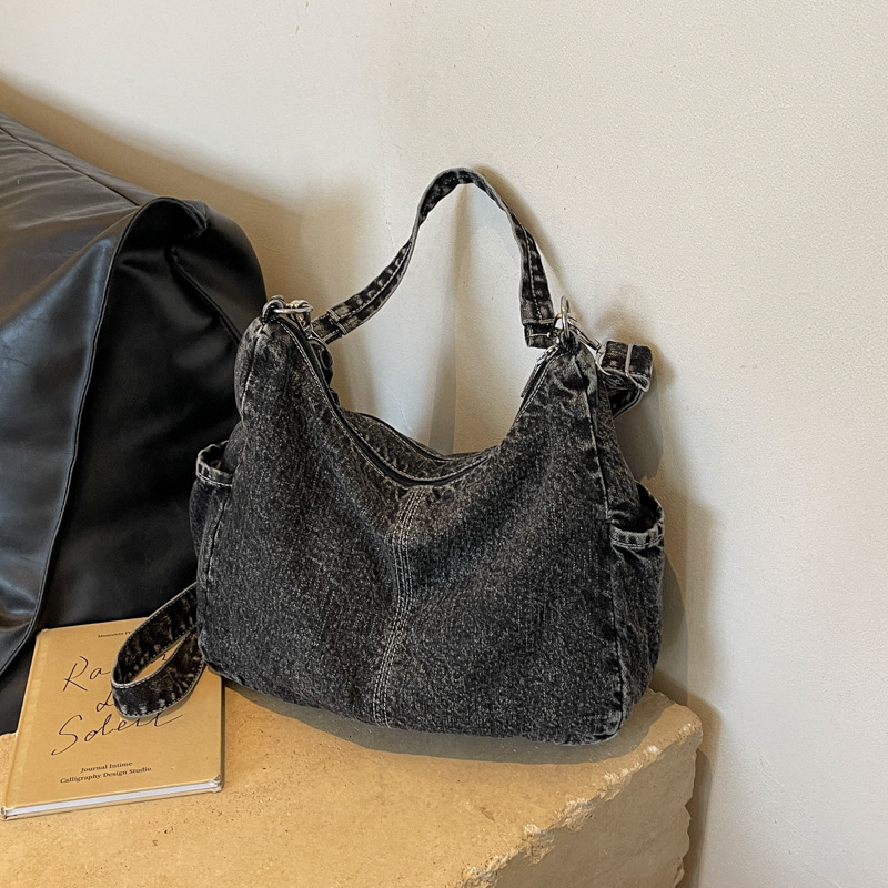 Denim crossbody torba, vintage stil, velika kapaciteta, svakodnevna ženska torba.