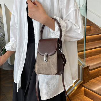 Ženska mala PU crossbody torbica, kvadratnog oblika, džep za telefon, ljeto 2024, retro stil