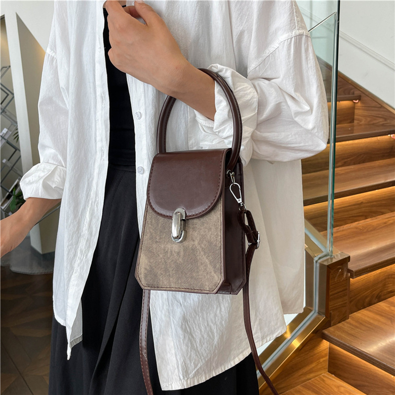 Ženska mala PU crossbody torbica, kvadratnog oblika, džep za telefon, ljeto 2024, retro stil