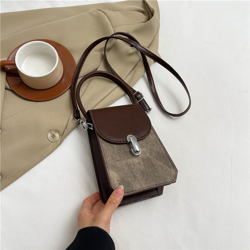 Ženska mala PU crossbody torbica, kvadratnog oblika, džep za telefon, ljeto 2024, retro stil