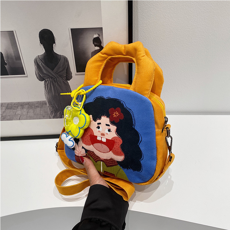 Platnena mini kvadratna torba s grafitima, neobičan ilustracijski dizajn, slatka djevojka, torba za ramena i crossbody