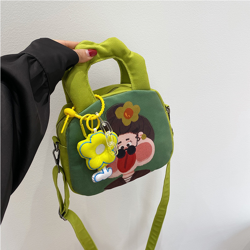 Platnena mini kvadratna torba s grafitima, neobičan ilustracijski dizajn, slatka djevojka, torba za ramena i crossbody