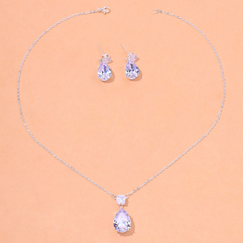Cvjetni rhinestone set nakita, tri dijela — vjenčani dodaci (naušnice i ogrlica)