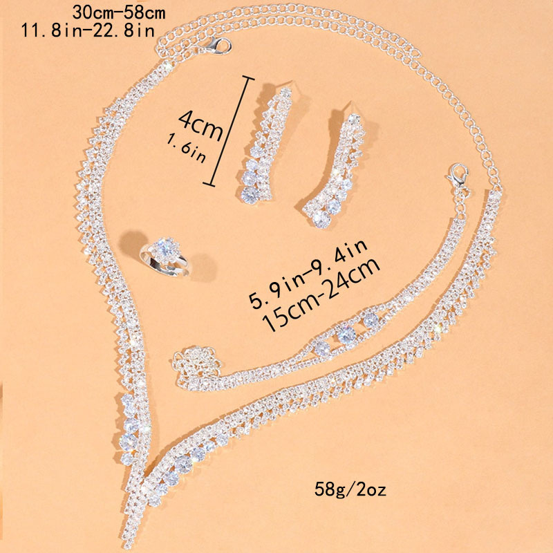 Cvjetni rhinestone set nakita, tri dijela — vjenčani dodaci (naušnice i ogrlica)