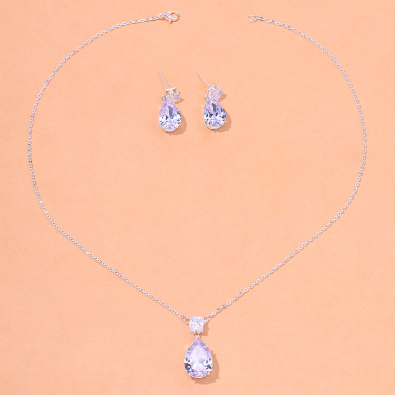 Cvjetni rhinestone set nakita, tri dijela — vjenčani dodaci (naušnice i ogrlica)