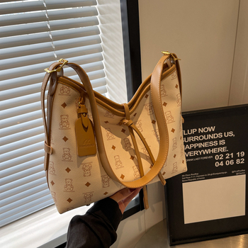 Ženska tote torba s retro printom, velika kapaciteta, model 2025, za svakodnevnu uporabu, preko ramena ili crossbody, PU materijal
