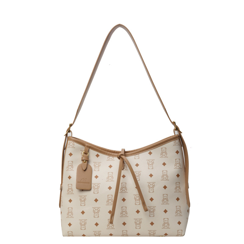 Ženska tote torba s retro printom, velika kapaciteta, model 2025, za svakodnevnu uporabu, preko ramena ili crossbody, PU materijal