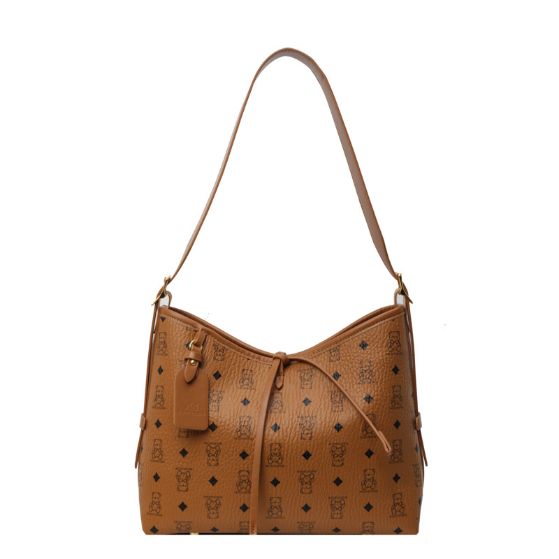 Ženska tote torba s retro printom, velika kapaciteta, model 2025, za svakodnevnu uporabu, preko ramena ili crossbody, PU materijal
