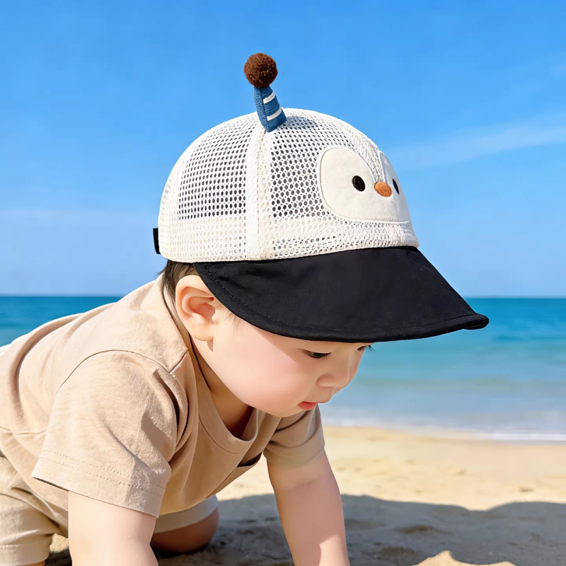Dječja kapa za sunce s velikim obodom, dizajn pingvina, pamuk, unisex, proljeće-ljeto