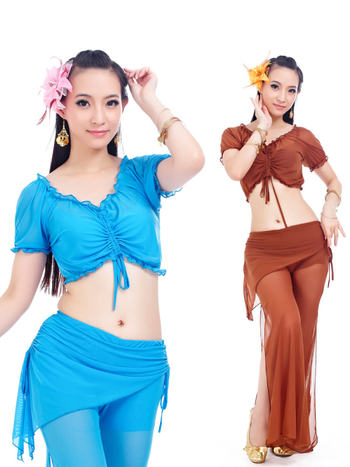 Set Belly Dance: prozirna suknja s pasom od water gauze, trening kostim s ukrasom za struk
