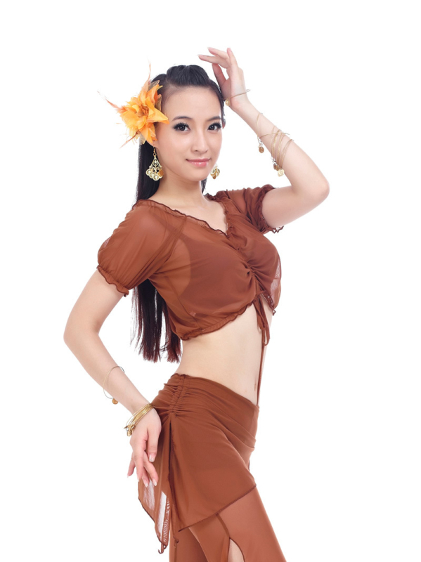 Set Belly Dance: prozirna suknja s pasom od water gauze, trening kostim s ukrasom za struk