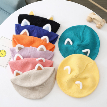 Dječja pletena beretka s mačjim ušima — jesen/zima, korejski stil, unisex, za 6-12 mjeseci, 1-2 godine, 2-4 godine