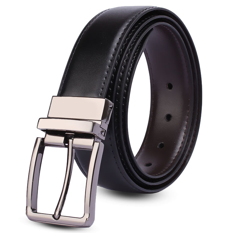 Muški kožni kaiš s minimalističkim dizajnom i okretno iglom kopčom – dvobojni crno-smeđi, širina 2–4 cm, duljina 120 cm