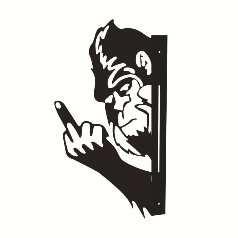 Željezna silueta orangutana za zid, vanjska dekoracija za vrt, metalna skulptura