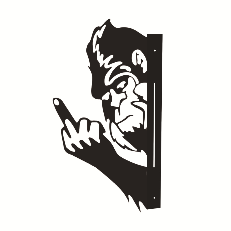 Željezna silueta orangutana za zid, vanjska dekoracija za vrt, metalna skulptura