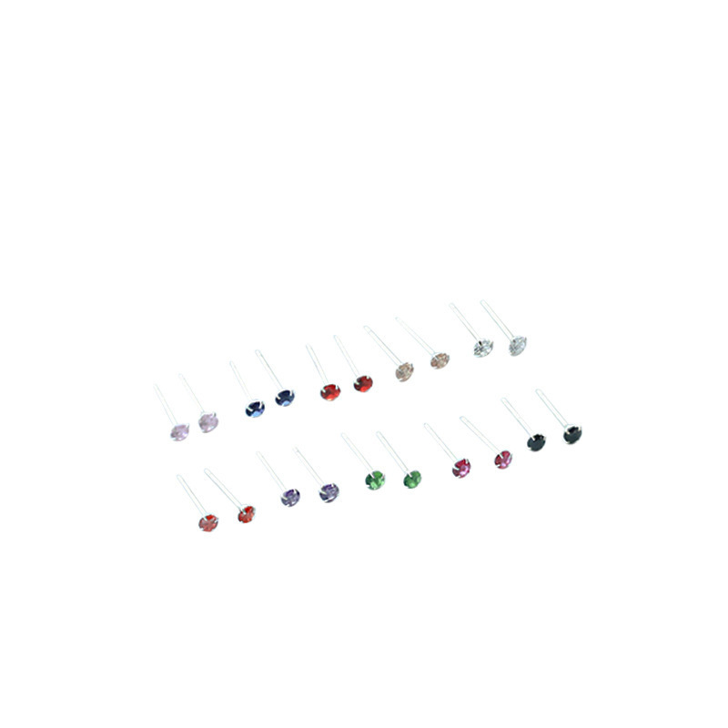 Naušnice od srebra S999 s šarenim cirkonima, mini, korejski minimalistički dizajn, unisex