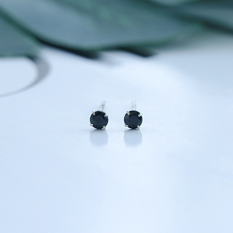 Naušnice od srebra S999 s šarenim cirkonima, mini, korejski minimalistički dizajn, unisex