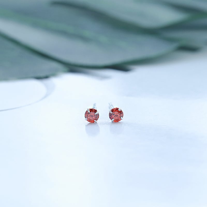 Naušnice od srebra S999 s šarenim cirkonima, mini, korejski minimalistički dizajn, unisex
