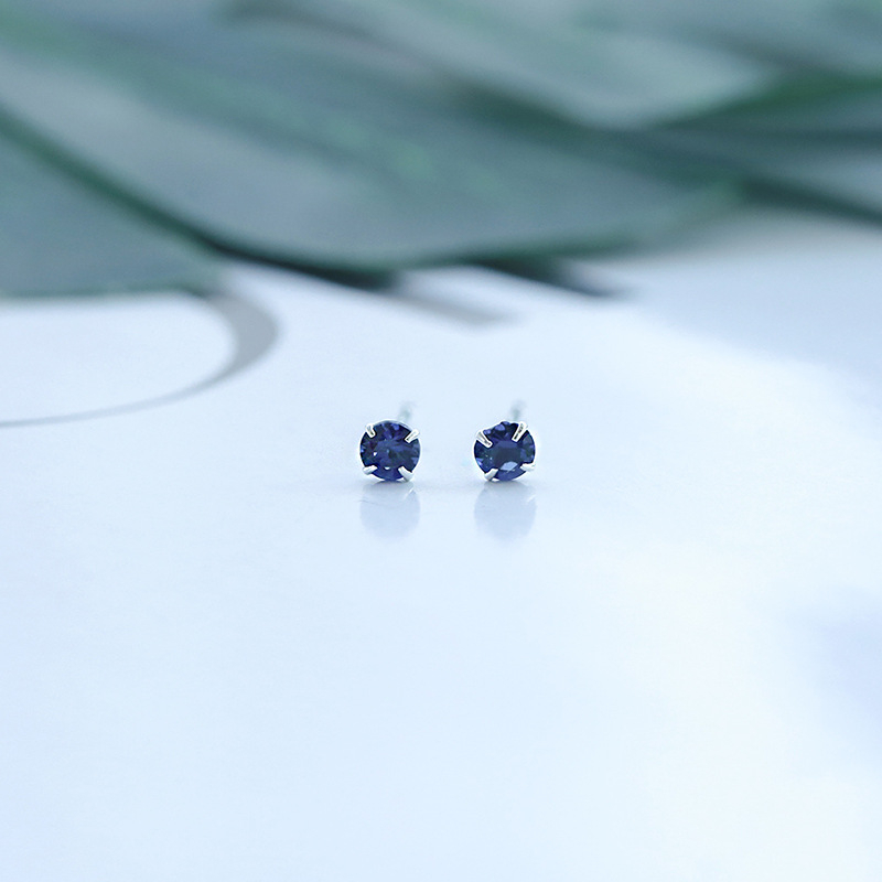 Naušnice od srebra S999 s šarenim cirkonima, mini, korejski minimalistički dizajn, unisex