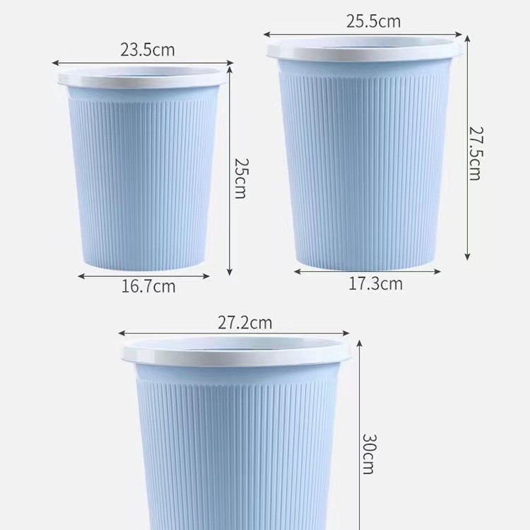 Plastični smećar, cilindričnog oblika, velike zapremine (>12 L), bez poklopca, za kućnu uporabu u kuhinji, kupaonici i dnevnom boravku.