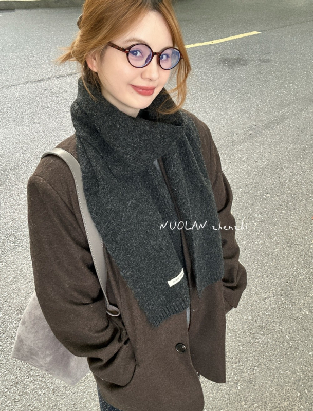 Unisex jednobojni pleteni šal od vune za jesen i zimu