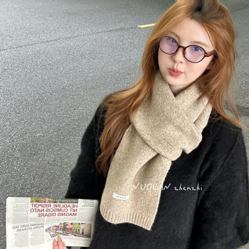 Unisex jednobojni pleteni šal od vune za jesen i zimu