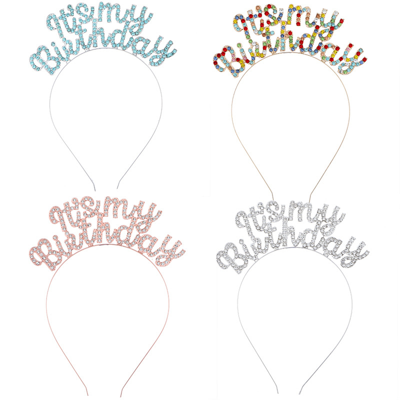 Čelenka za kosu s kristalima s natpisom It's my birthday