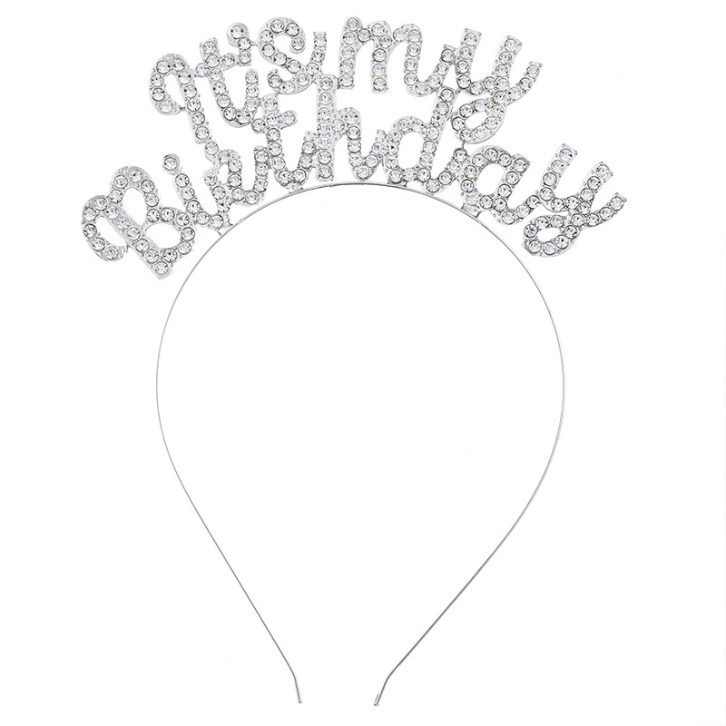 Čelenka za kosu s kristalima s natpisom It's my birthday