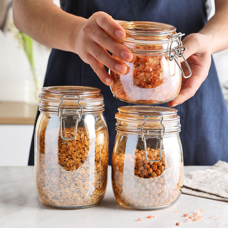 Staklena posuda za kimchi sa čvrstim poklopcem, 1–2 L, okruglog oblika