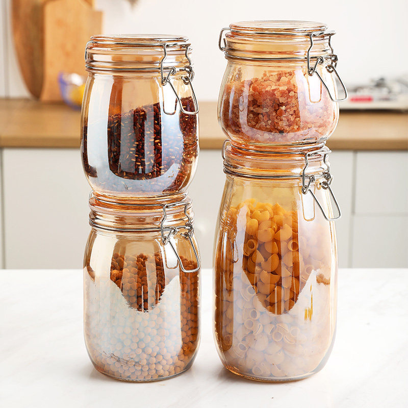 Staklena posuda za kimchi sa čvrstim poklopcem, 1–2 L, okruglog oblika