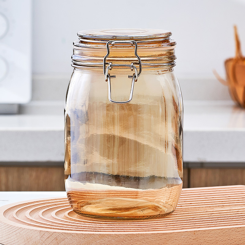 Staklena posuda za kimchi sa čvrstim poklopcem, 1–2 L, okruglog oblika