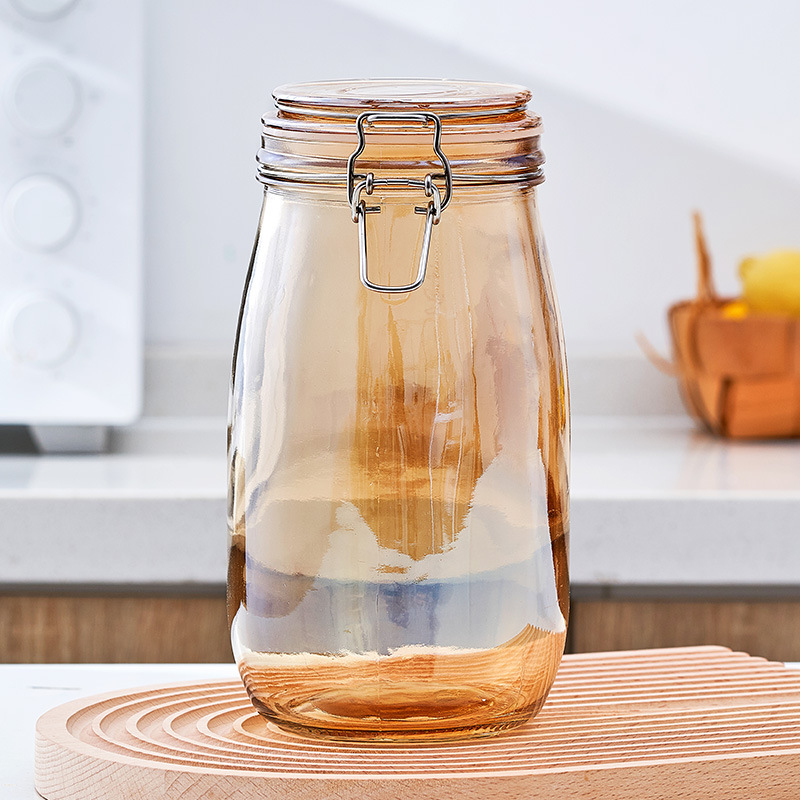 Staklena posuda za kimchi sa čvrstim poklopcem, 1–2 L, okruglog oblika