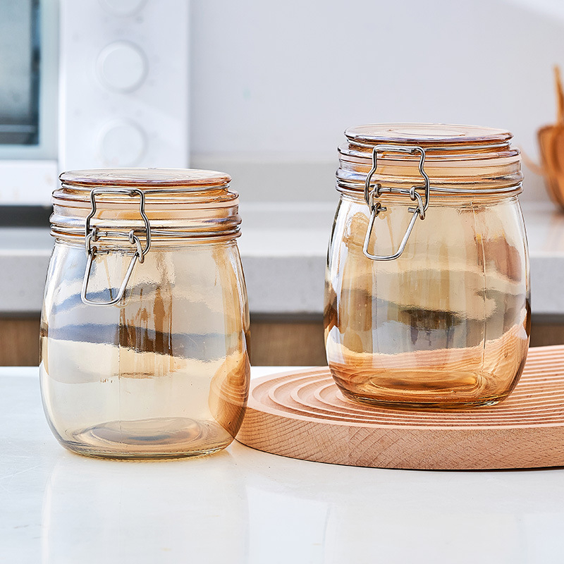 Staklena posuda za kimchi sa čvrstim poklopcem, 1–2 L, okruglog oblika
