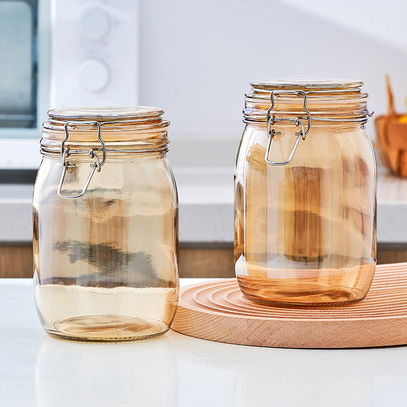 Staklena posuda za kimchi sa čvrstim poklopcem, 1–2 L, okruglog oblika