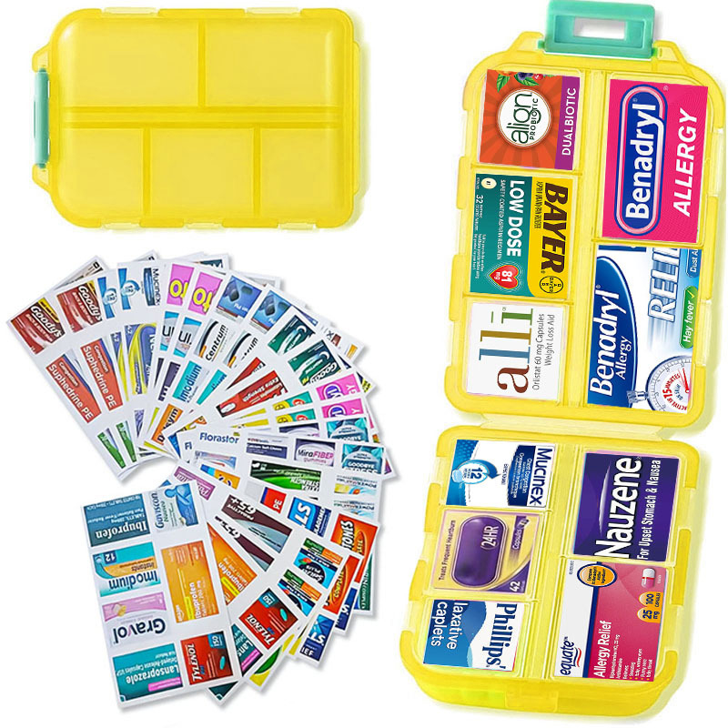 PP plastična kutija za tablete, vodootporna i otporna na vlagu, s etiketom, 10 odjeljaka, kompaktna putna kutija za kapsule, dimenzije 9.5 x 6.4 x 2.5 cm