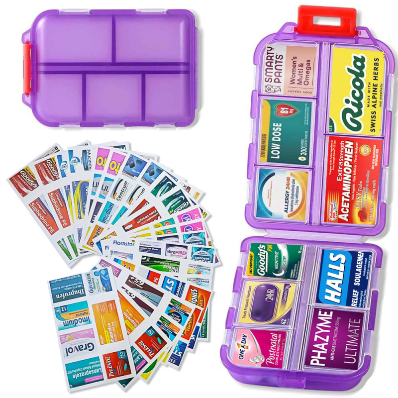 PP plastična kutija za tablete, vodootporna i otporna na vlagu, s etiketom, 10 odjeljaka, kompaktna putna kutija za kapsule, dimenzije 9.5 x 6.4 x 2.5 cm