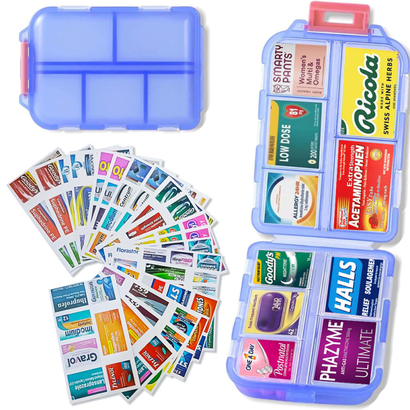 PP plastična kutija za tablete, vodootporna i otporna na vlagu, s etiketom, 10 odjeljaka, kompaktna putna kutija za kapsule, dimenzije 9.5 x 6.4 x 2.5 cm