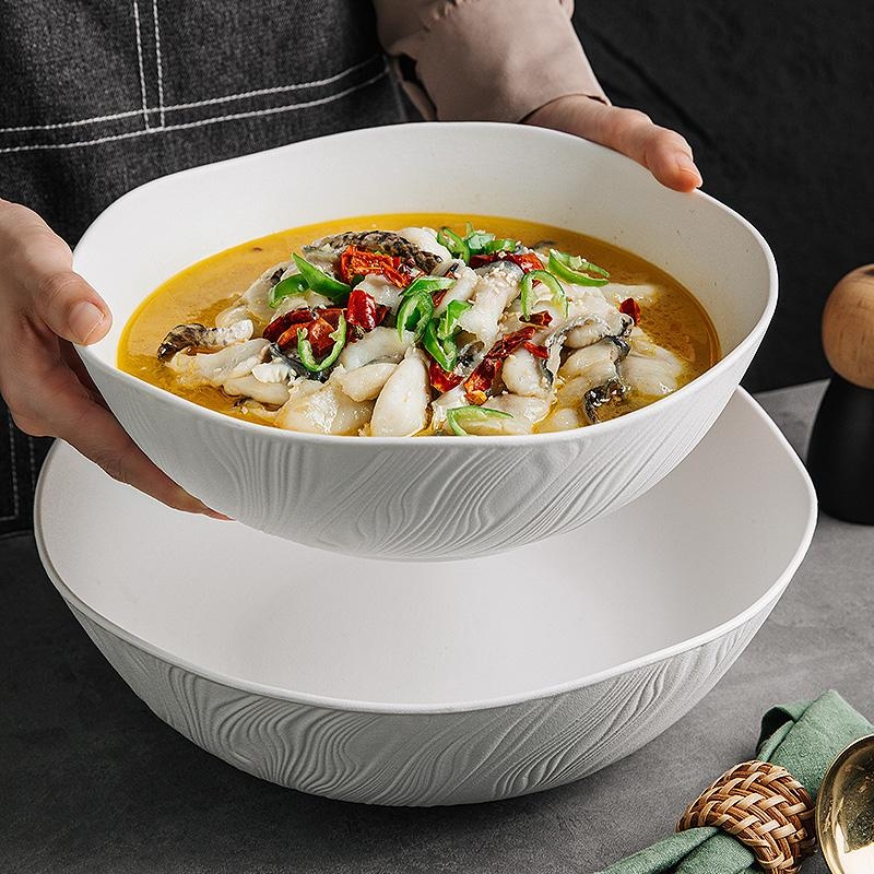 Crna keramička zdjela za juhu, velika kapaciteta, pogodna za kiselu ribu, goveći hot pot i kuhana jela