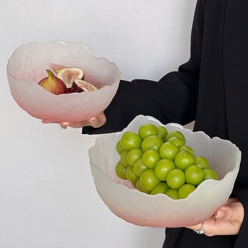 Staklena ploča za voće za kućnu upotrebu, dnevni boravak, pladanj za grickalice i suho voće, ploča za izlaganje s glazurom ledenih pukotina, promjer 19 cm